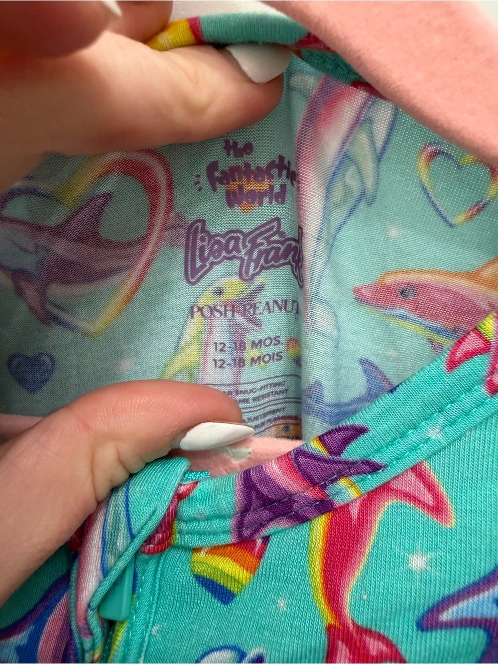 Posh Peanut Lisa Frank Dancing Dolphins convertible zipper pajamas